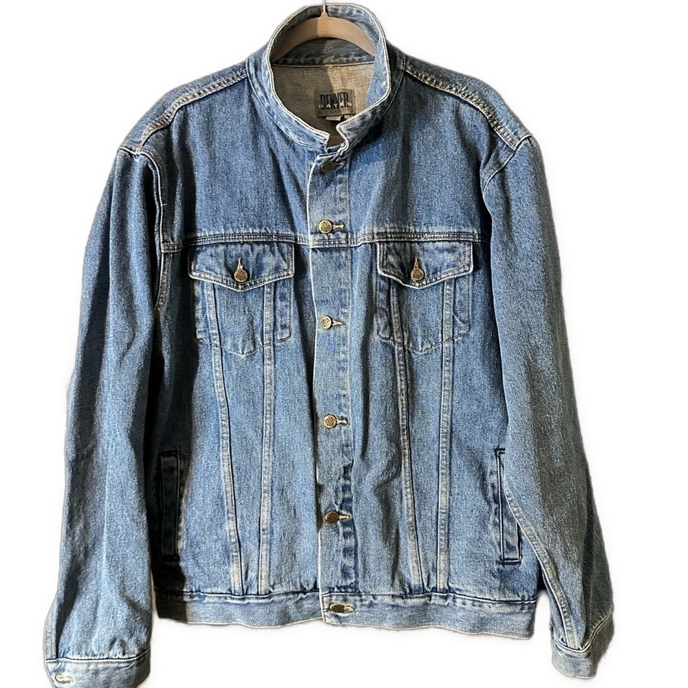 Vintage Denver Hayes Blue Denim Jean Jacket Coastal Cowgirl Sz 48 Tall XXL